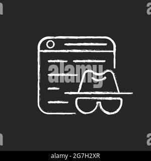 Icône blanche de la craie de navigation privée sur fond sombre Illustration de Vecteur
