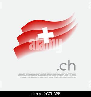 Aquarelle drapeau suisse. Bandes de couleur drapeau suisse sur fond blanc. Vecteur stylisé design de l'affiche nationale avec domaine ch, place pour tex Illustration de Vecteur