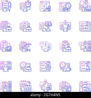 Ensemble d'icônes de vecteur linéaire de gradient de surveillance du travail Illustration de Vecteur