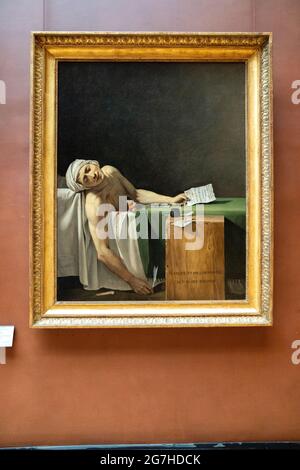 La mort de Marat est un tableau de Jacques-Louis David de 1793 du leader révolutionnaire français assassiné Jean-Paul Marat. Banque D'Images