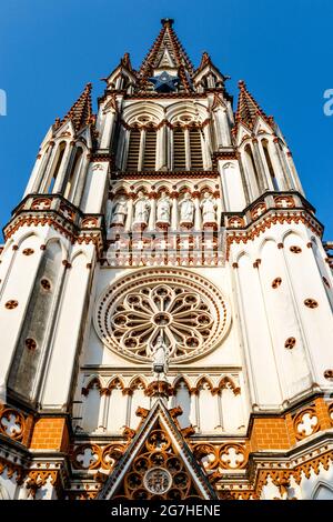 Façade de l'église notre-Dame de Lourdes à Trichy, Tamil Nadu, Inde Banque D'Images