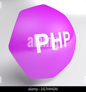 Icône PHP violet isolée sur fond blanc - illustration de rendu 3D Banque D'Images