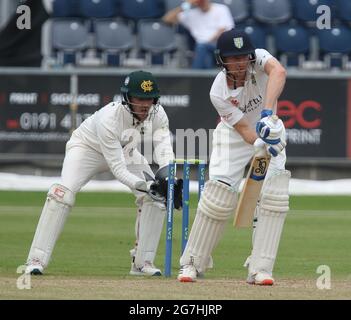 CHESTER LE STREET, ROYAUME-UNI. 14 JUILLET Cameron Bancroft de Durham chauves-souris pendant le LV= County Championship match entre Durham County Cricket Club et le Nottinghamshire à Emirates Riverside, Chester le Street, le mercredi 14 juillet 2021. (Crédit : will Matthews | MI News) crédit : MI News & Sport /Alay Live News Banque D'Images