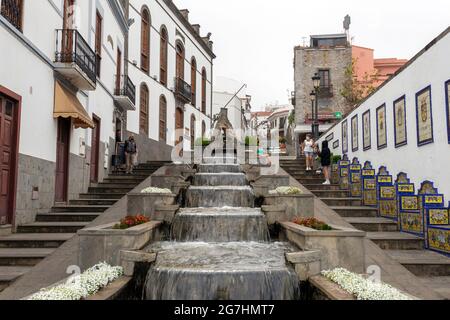 La célèbre fontaine de Firgas, Gran Canaria (Espagne). Banque D'Images