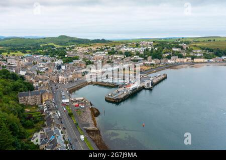 Vue aérienne depuis le drone de Rothesay sur l'île de Bute, Argyll et Bute, Écosse, Royaume-Uni Banque D'Images