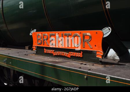 SR Battle of Britain No.34095 Brentor au Spa Valley Railway, Royal Tunbridge Wells, Kent Banque D'Images