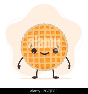 Joli personnage de tarte à la citrouille. Émoticône drôle, symbole de Thanksgiving. Illustration vectorielle isolée pour les enfants Illustration de Vecteur