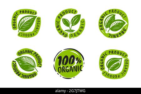 Étiquette de produit biologique. Timbre vert d'aliments naturels sains. Symbole Bio ECO Illustration de Vecteur