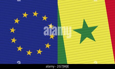 Sénégal et Union européenne deux demi-drapeaux ensemble texture textile Illustration Banque D'Images