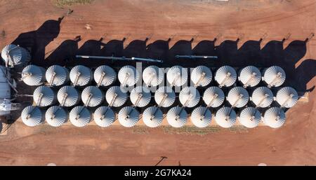 Silos à grains à Miles , Queensland , Australie. Banque D'Images