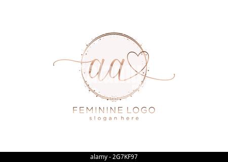 Logo d'écriture AA avec modèle circulaire logo vectoriel de mariage initial, mode, floral et botanique avec modèle créatif. Illustration de Vecteur