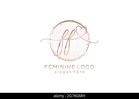 FF écriture logo avec cercle modèle vecteur logo de mariage initial, mode, floral et botanique avec modèle créatif. Illustration de Vecteur