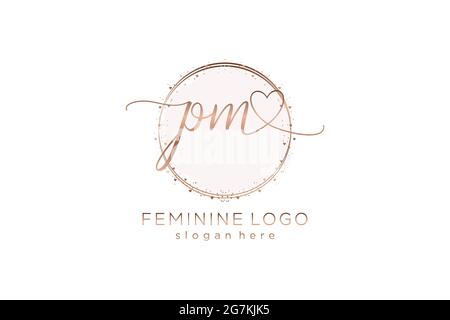 PM logo d'écriture avec modèle circulaire logo vectoriel de mariage initial, mode, floral et botanique avec modèle créatif. Illustration de Vecteur