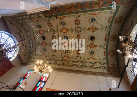 Cracovie. Cracovie. Pologne. Fresques de plafond de la synagogue Remuh (Remu). Kazimierz, anciens quartiers juifs. Banque D'Images