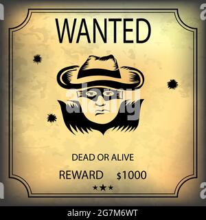 Wild West Vintage Banner. Affiche en papier. Affiche rétro. Mort ou vivante Banque D'Images