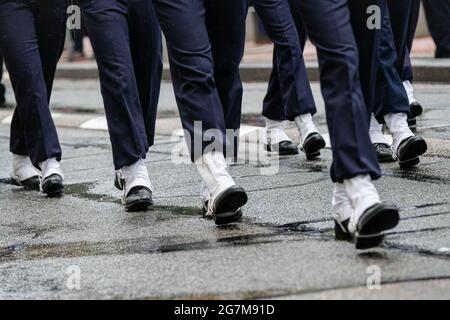 Lyon (France), 14 juillet 2021. Défilé militaire pour les jours fériés du 14 juillet autour de la place Bellecour à Lyon. Banque D'Images