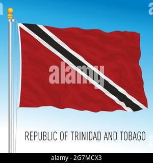 Drapeau national officiel de Trinité-et-Tobago, pays des caraïbes, illustration vectorielle Illustration de Vecteur