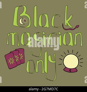 Lettrage noir magicien Halloween Illustration de Vecteur