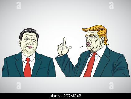 Donald Trump et Xi Jinping dessin animé Illustration vectorielle Illustration de Vecteur