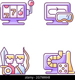 Jeu d'icônes de couleurs RVB de jeux affirmés Illustration de Vecteur