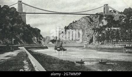 Clifton bridge à partir de la rive du fleuve 1904 Banque D'Images