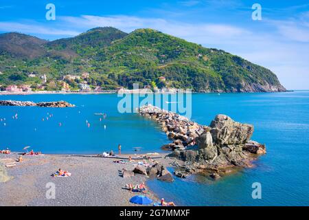 Levanto, ville sur la côte de la mer Ligurienne, dans le parc national des Cinque Terre Banque D'Images