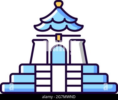 Chiang Kai Shek Memorial Hall icône de couleur RVB bleu et blanc. Illustration de Vecteur
