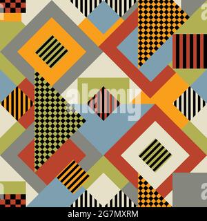 Motif vectoriel sans couture avec formes géométriques de couleurs marron, grise et jaune. Papier peint texturé ou carrelage mural. Illustration de Vecteur