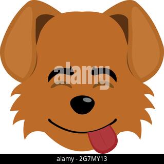 Illustration vectorielle d'une émoticône représentant le visage d'un chien de dessin animé, avec une expression heureuse et une langue qui dépasse Illustration de Vecteur