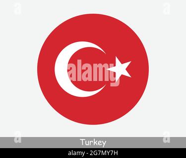 Drapeau circulaire de la Turquie. Icône de bannière de bouton circulaire Turk turc. Vecteur EPS Illustration de Vecteur
