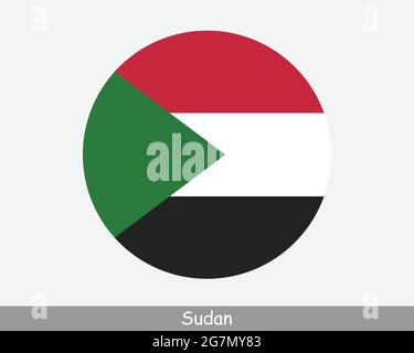 Drapeau du cercle rond du Soudan. Icône de bannière de bouton circulaire soudanais. Vecteur EPS Illustration de Vecteur