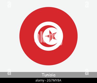 Drapeau circulaire de Tunisie. Icône de bannière de bouton circulaire tunisien. Vecteur EPS Illustration de Vecteur