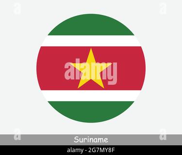 Drapeau circulaire du Suriname. Icône de bannière de bouton circulaire surinamais. Vecteur EPS Illustration de Vecteur