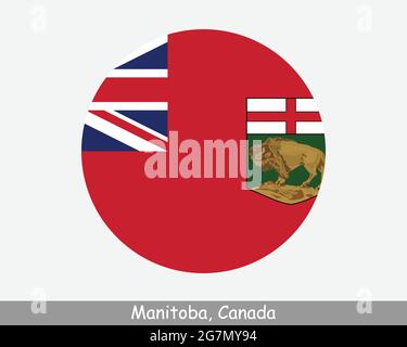 Drapeau circulaire du Canada du Manitoba. MB bouton circulaire de la province canadienne icône de bannière. Vecteur EPS Illustration de Vecteur