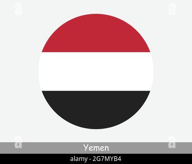 Drapeau du cercle rond du Yémen. Icône de bannière de bouton circulaire Yemeni. Vecteur EPS drapeau yéménite Illustration de Vecteur