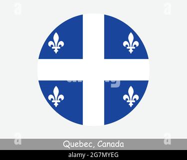 Drapeau circulaire du Canada du Québec. Icône en forme de bannière du bouton circulaire de la province canadienne du Québec. Vecteur EPS Illustration de Vecteur