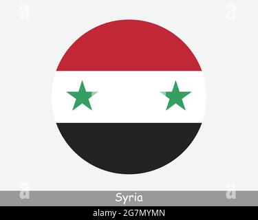 Drapeau circulaire de la Syrie. Icône de bannière de bouton circulaire syrien. Vecteur EPS Illustration de Vecteur