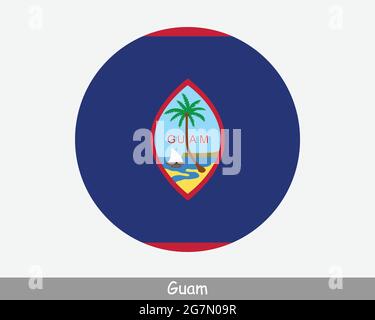 Drapeau rond de Guam. Icône de bannière de bouton circulaire guamanien. Vecteur EPS Illustration de Vecteur