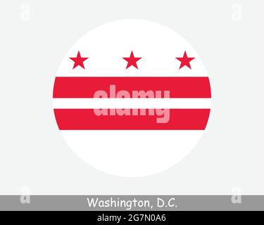 Washington DC Round Circle Flag. District de Columbia USA Capital City bouton circulaire icône en forme de bannière. Washington, D.C., États-Unis d'Amérique Illustration de Vecteur