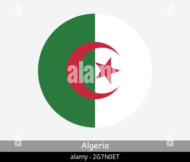 Drapeau circulaire de l'Algérie. Icône de bannière de bouton circulaire algérien. Vecteur EPS Illustration de Vecteur