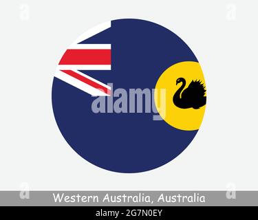 Australie occidentale Australie Round Circle Flag. Icône de bannière de bouton circulaire État australien WA. L'État Wildflower, le vecteur EPS Golden State Illustration de Vecteur