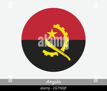 Drapeau rond de l'Angola. Icône de bannière de bouton circulaire angolais. Vecteur EPS Illustration de Vecteur