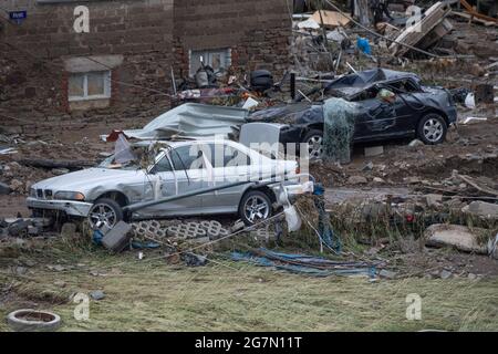 Schuld, Allemagne. 15 juillet 2021. Village en grande partie détruit et inondé dans le district d'Ahrweiler après des pluies massives. Plusieurs personnes ont perdu la vie. Crédit : Boris Roessler/dpa/Alay Live News Banque D'Images