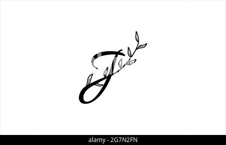 Lettre initiale J floral dessin main botanique boho icône logo design illustration vectorielle Illustration de Vecteur