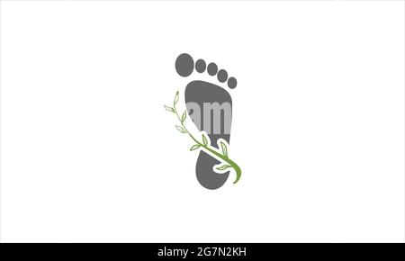 empreintes de pieds avec feuilles vertes bio santé et soins de beauté gorale btanique logo design Illustration de Vecteur