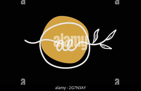 Lettre AE ou EA boho style logo botanique dans le design plat minimaliste Illustration de Vecteur