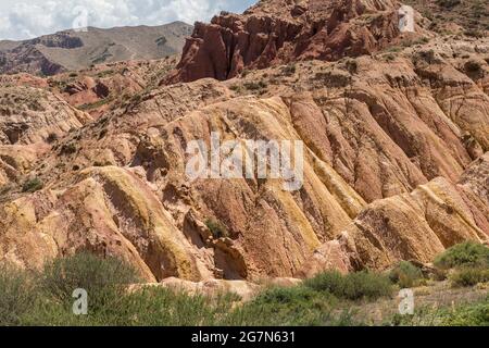 Skazka (Fairytale) Canyon, près de la partie sud du lac Issyk-Kul, Kirghizistan Banque D'Images