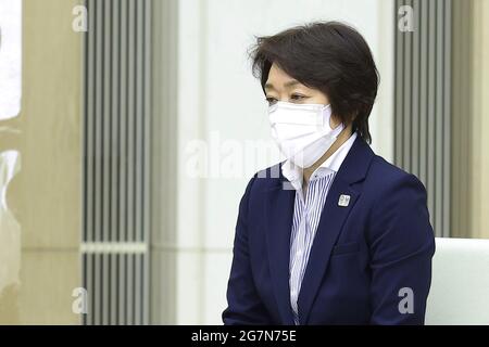 Tokyo, Japon. 15 juillet 2021. Seiko Hashimoto, président du comité d'organisation des Jeux Olympiques de Tokyo en 2020, se réunit au bureau du gouvernement métropolitain de Tokyo. 8 jours avant le début des Jeux Olympiques, le 15 juillet 2021, à Tokyo, au Japon. (Photo de Kazuki Oishi/Sipa USA) crédit: SIPA USA/Alay Live News Banque D'Images