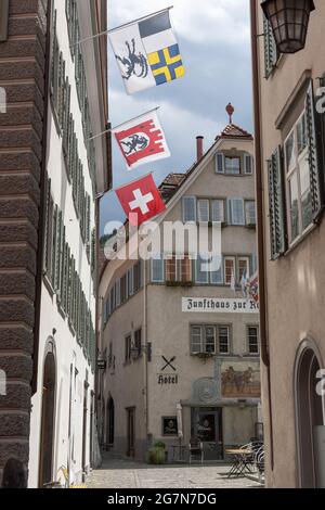 drapeaux dans la vieille ville de chur Banque D'Images