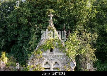 La coquille crépieuse de l'église Sainte-Marie à Tintern, au pays de Galles Banque D'Images